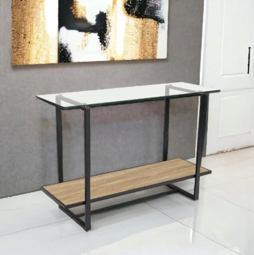 طاولة مدخل كونسول خشب مع زجاج دورين