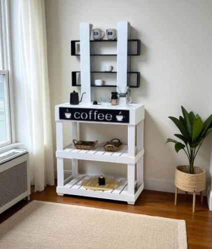 ركن كوفي خشب أبيض – لمسة أناقة وعملية في منزلك أو...