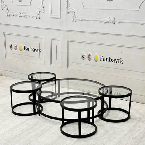 طقم طاولات اسود ارضي