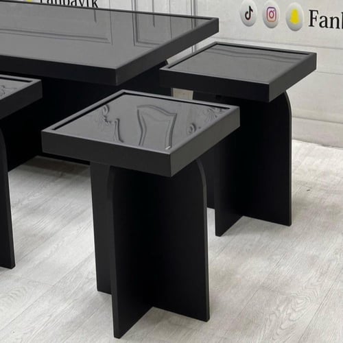 طقم طاولات 4+1 سطح زجاج-FANBAYTK
