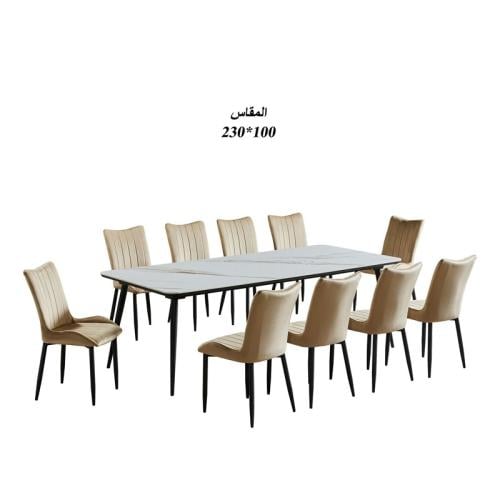 طاولة طعام رخام سيراميك مع 10 كراسي : SHMLM-011