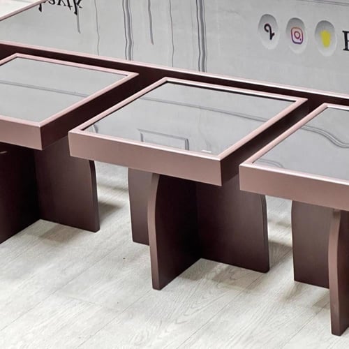 طقم طاولات 1 +4 سطح زجاجي ارضي-FANBAYTK