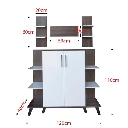 ركن قهوة خشبي للمنزل 3 ادراج وارفف خشب ماليزي لون...