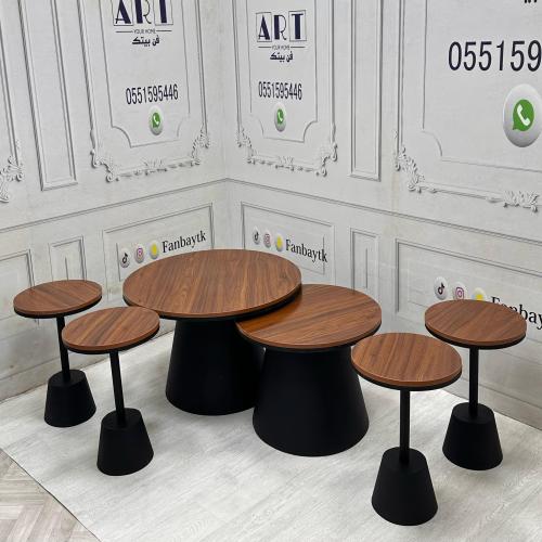 طقم طاولتين عمود مع 4 خدمة-FANBAYTK