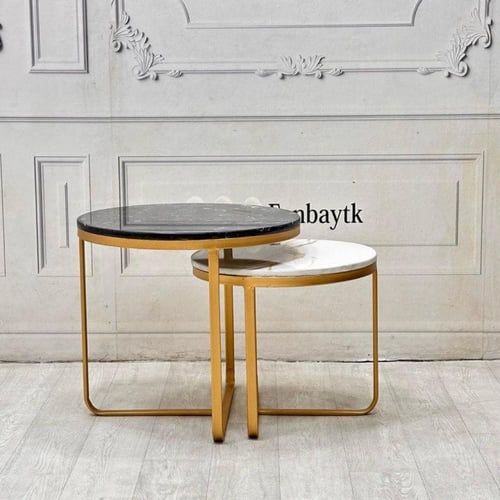 طقم طاولتين بديل الرخام مطفي