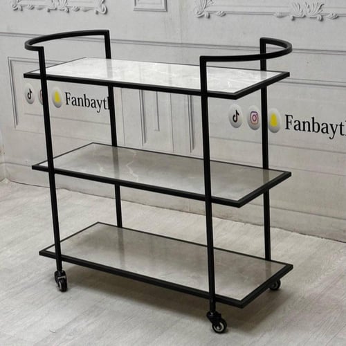 عربية تقديم 3 دور خشب ابيض رخامي