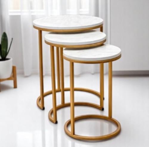 طقم طاولة خدمة 3 قطع ذهبي