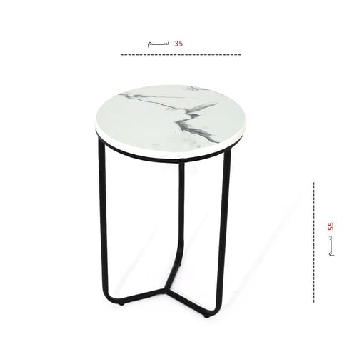 طقم طاولة تقديم مع 4 طاولات خدمة لون اسود سطح خشب