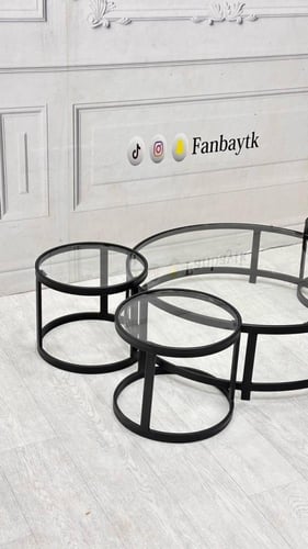 طقم طاولات اسود ارضي