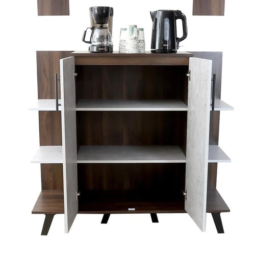 ركن قهوة خشبي للمنزل 3 ادراج وارفف خشب ماليزي لون...