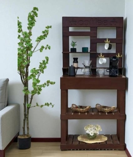 ركن كوفي خشب بني – لمسة أناقة وعملية في منزلك أو م...