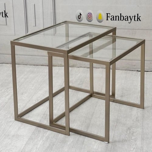 طقم طاولة جانبية متداخلة بلمسة عصرية لون شمباني