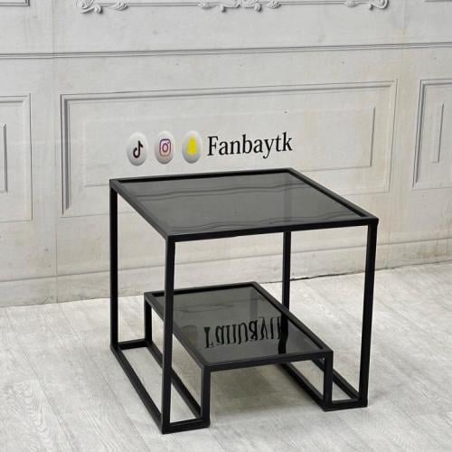 طاولة خدمة حديد اسود زجاج اسود