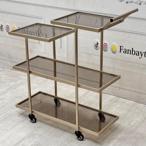 ترولي/ تقديم ٤ دور ذهبي زجاج عسلي