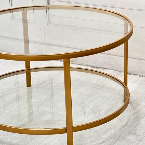 طاولة ضيافة مودرن ذهبي زجاج شفاف