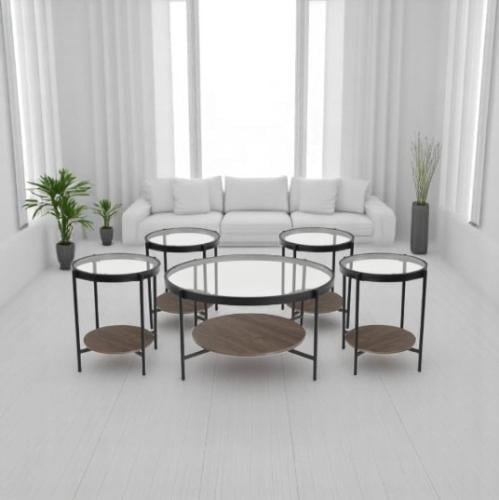 طقم طاولات قهوة خشب مع زجاج :SHML-C159