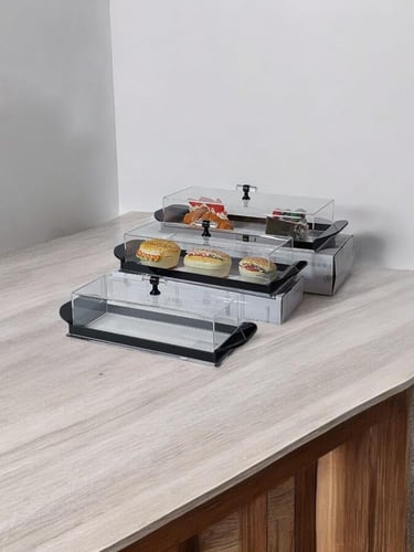 مجموعة ثلاث صواني أكريليك شفاف