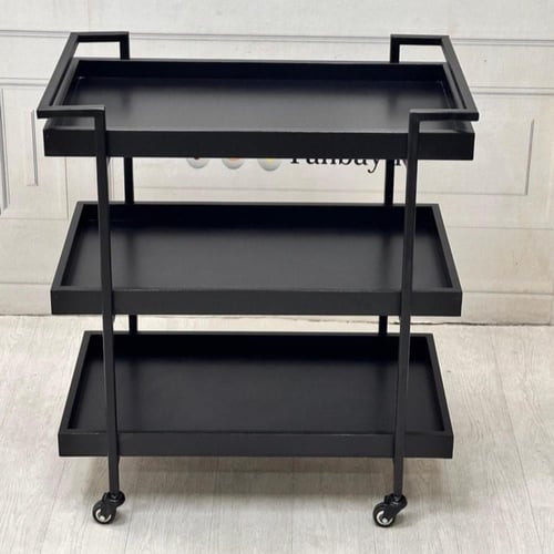 ترولي / عربية تقديم لون اسود 3 دور جوانب