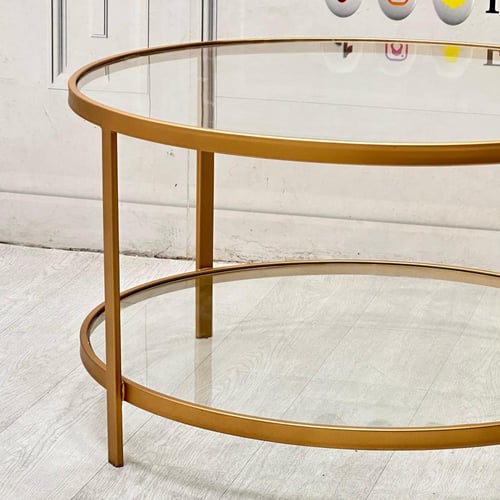 طاولة ضيافة مودرن ذهبي زجاج شفاف