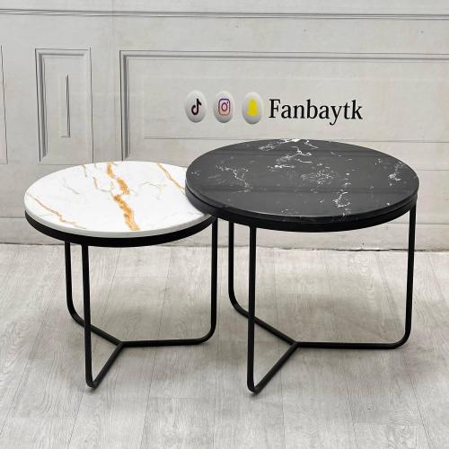 طقم طاولتين بديل الرخام مطفي-FANBAYTK