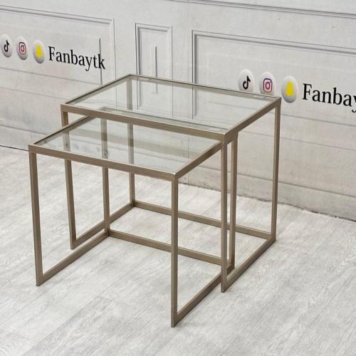 طقم طاولة جانبية متداخلة بلمسة عصرية لون شمباني