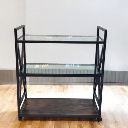 عربة تقديم أنيق وفاخر – زجاج – 3 دور – 90*35*85 سم