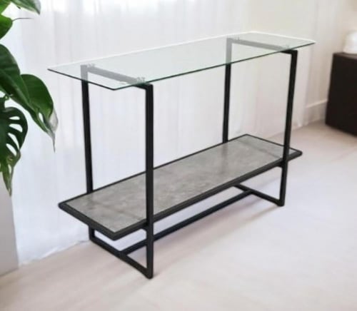 طاولة مدخل كونسول خشب مع زجاج دورين