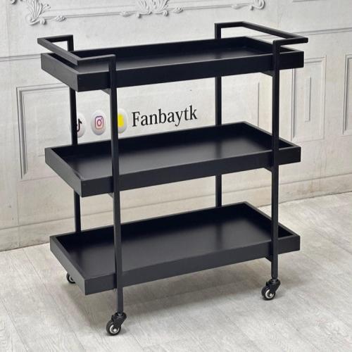 ترولي / عربية تقديم لون اسود 3 دور جوانب