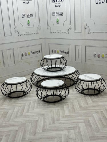 طقم طاولة 5 قطع ارضي أرجل اسود-FANBAYTK