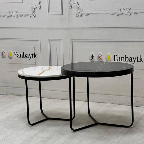 طقم طاولتين بديل الرخام مطفي-FANBAYTK
