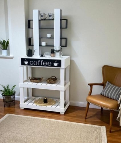 ركن كوفي خشب أبيض – لمسة أناقة وعملية في منزلك أو...