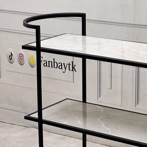 عربية تقديم 3 دور خشب ابيض رخامي