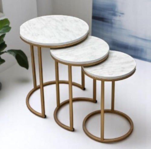 طقم طاولة خدمة 3 قطع ذهبي