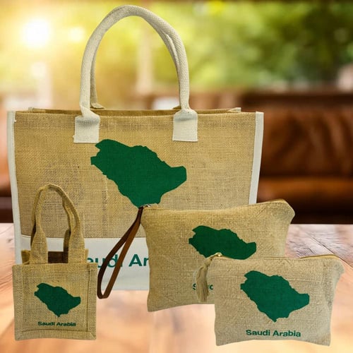 شنطة السعودية خيش مسكة جلد