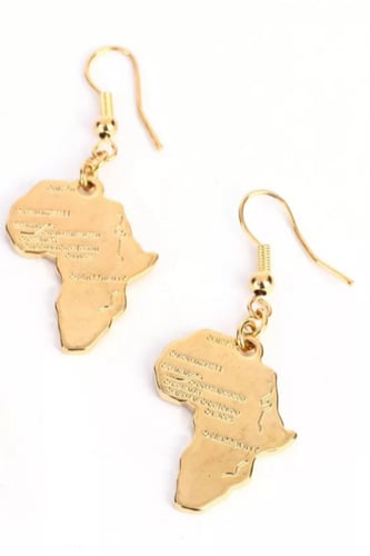 أقراط بخريطه أفريقية مطلي ب ثلاث طبقات من الذهب عي...