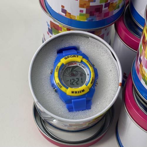 ساعة اطفال لون ازرق وبرتقالي