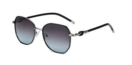 نظارة شمسيه للجنسين اسود مع فضي- 33208 C56 -