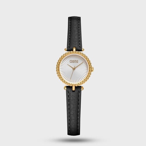 طقم نسائي جلد اسود مع الذهبي - CO55102