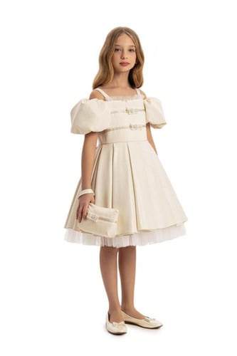 فستان برباط من الخلف مع حقيبة