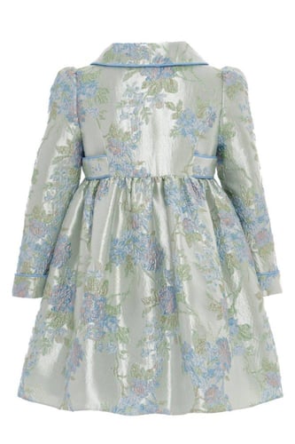 طقم معطف جاكار مع فستان ساتان من 3-7 سنوات