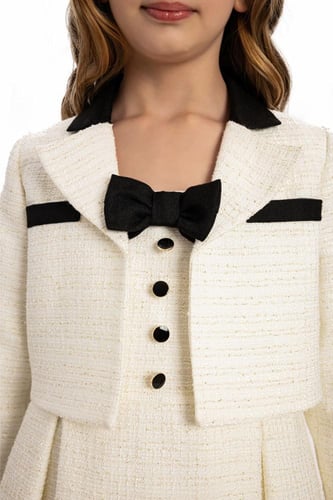 فستان مع جاكيت و حقيبة