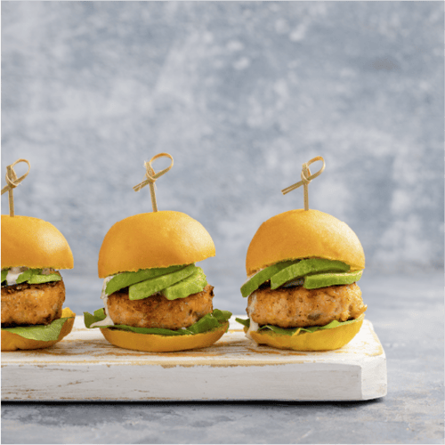 سالمون ميني برجر بالجبن والهالبينو - Mini Salmon b...