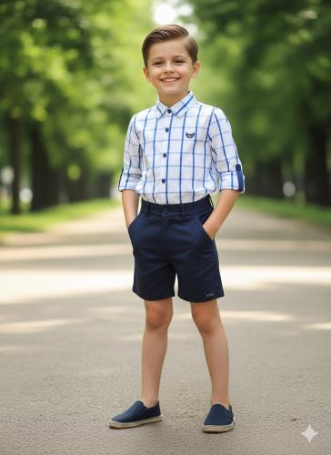 قميص كاروهات مع شورت انيق