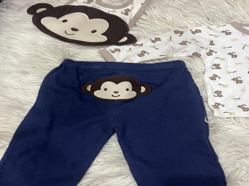 طقم بيجاما أطفال 3 قطع بتصميم القرد المرح