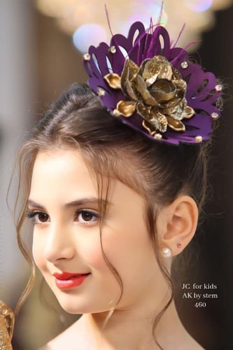 فستان سهرة ملكي للأطفال بتصميم البنفسجي والذهبي ال...