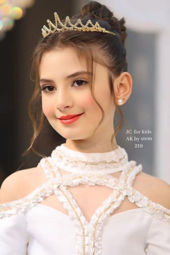 فستان الحفلات الأبيض الملكي للبنات مزين باللؤلؤ وا...