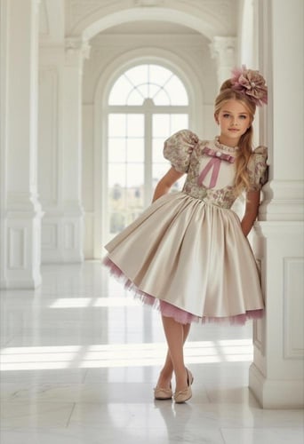 فستان "إيلينا" الملكي للبنات - ساتان وجاكار فاخر م...