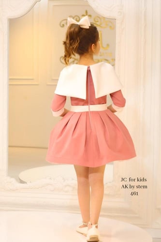 فستان بناتي راقٍ بلون وردي (Dusty Rose) مع كاب أبي...