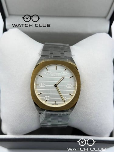 ساعة قوتشي 25H - مكس مينا ابيض