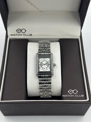 ساعة دي كابري اطار فضي بفصوص